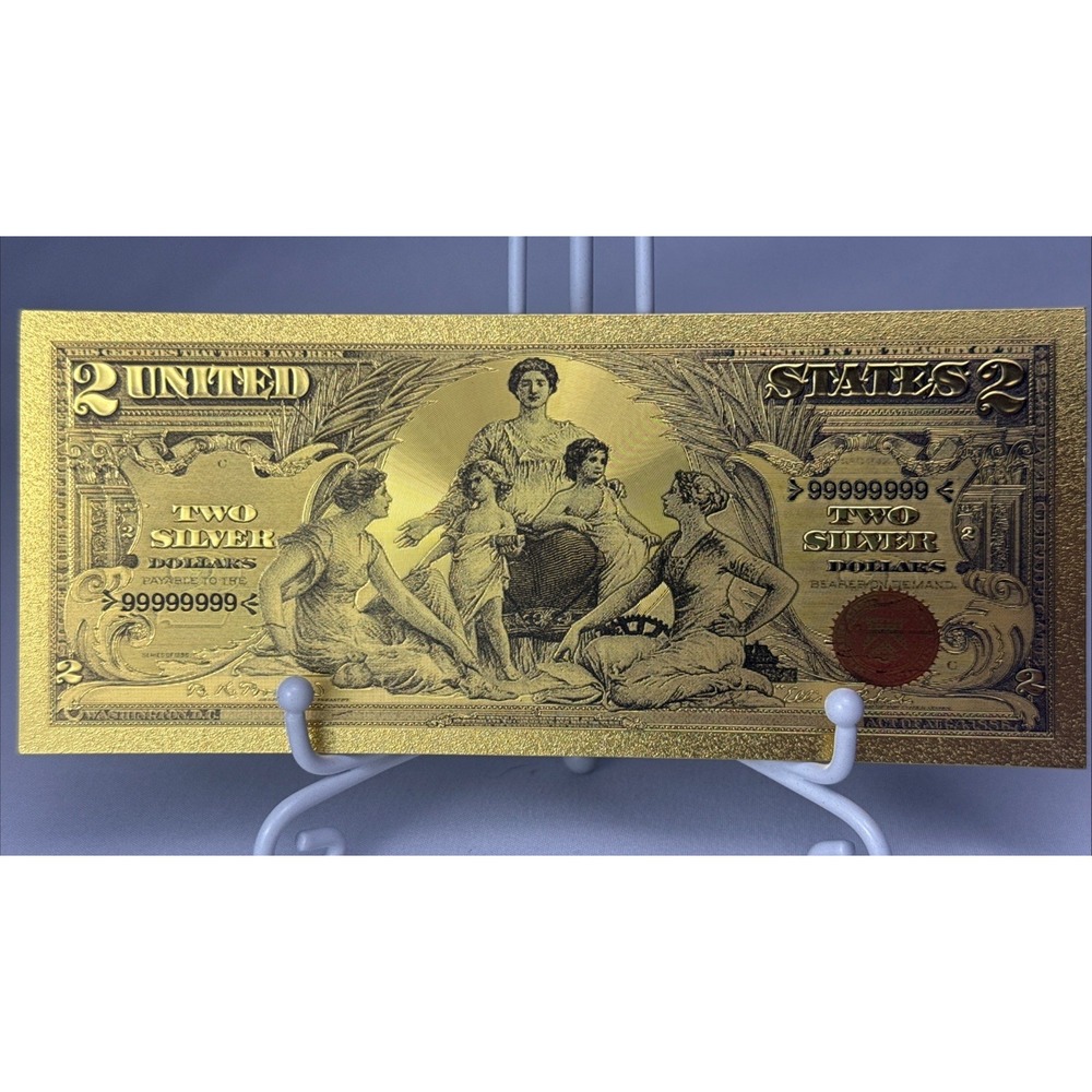 1896 $2 Dollar Educational & Family Gold Foil Banknote Bill Dollar - Novelty
